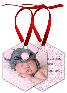2.6" x 3" Gloss White Unisub Aluminum Hexagon Ornament, 2-sided