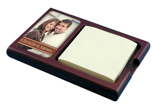 4.25" x 6.25" Mahogany Sticky Note Holder with Gloss White Unisub Insert