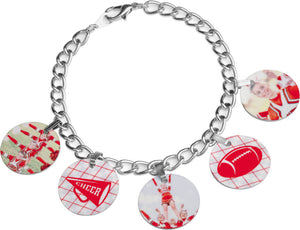 7.25" Unisub Sublimatable Charm Bracelet with 5 Bales & 5 Circle Charms