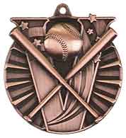 2" Antique Bronze Baseball/Softball Victory Medal