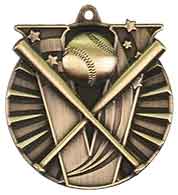 2" Antique Gold Baseball/Softball Victory Medal