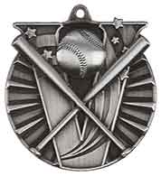 2" Antique Silver Baseball/Softball Victory Medal