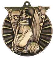 2" Antique Gold Golf Victory Medal