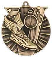 2" Antique Gold Track Victory Medal
