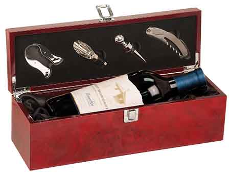 Burlwood High Gloss Finish Single Wine Box with Tools