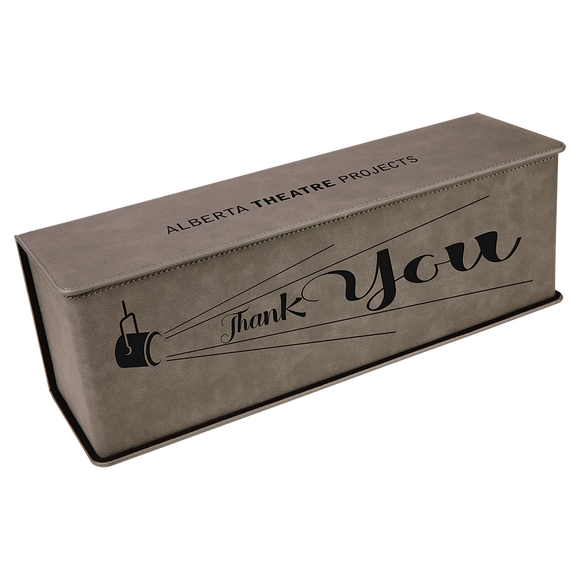 Gray Laserable Leatherette Single Wine Box with Tools
