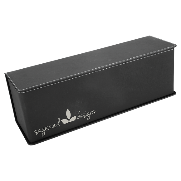 Black/Silver Laserable Leatherette Single Wine Box with Tools