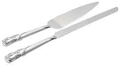 2-Tone Brushed/Shiny Silver Hearts Cake Server Set
