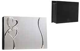 4" x 6" 2-Tone Brushed/Shiny Silver Finish Hearts Photo Album