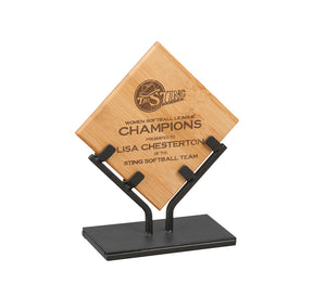 7 3/4" Bamboo Plaque with Iron Stand