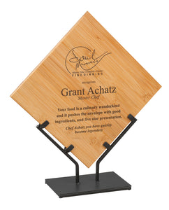 14 1/4" Bamboo Plaque with Iron Stand
