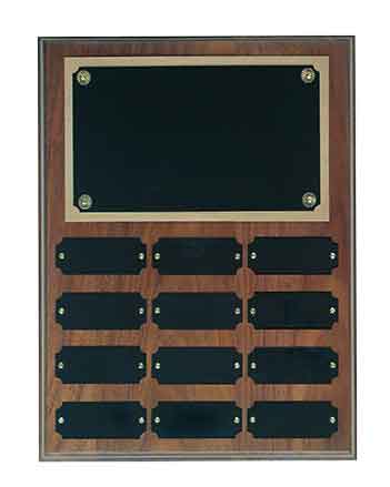 12 Plate Genuine Walnut Completed Perpetual Plaque