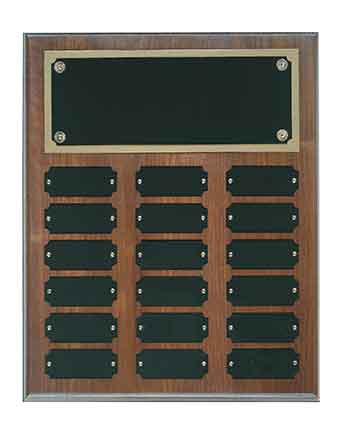 18 Plate Genuine Walnut Completed Perpetual Plaque