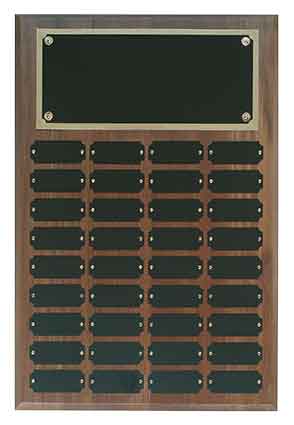 36 Plate Genuine Walnut Completed Perpetual Plaque