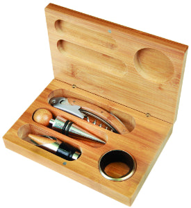 Bamboo 4-Piece Wine Tool Set