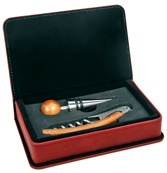 Rose Laserable Leatherette 2-Piece Wine Tool Set