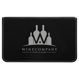 Black/Silver Laserable Leatherette 2-Piece Wine Tool Set