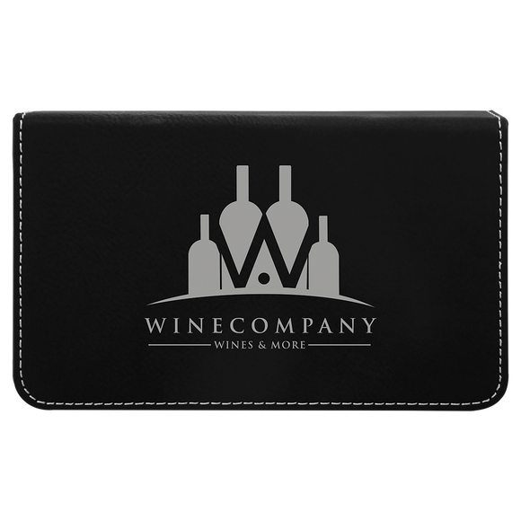 Black/Silver Laserable Leatherette 2-Piece Wine Tool Set