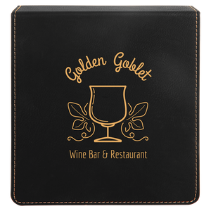 Black/Gold Laserable Leatherette 3-Piece Wine Tool Gift Set