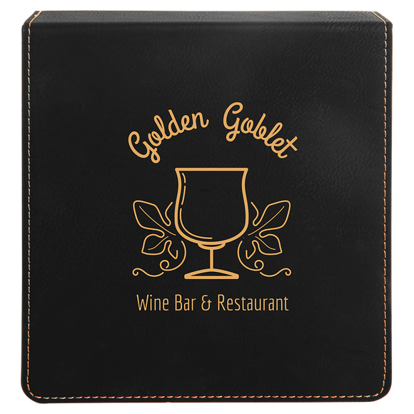 Black/Gold Laserable Leatherette 3-Piece Wine Tool Gift Set