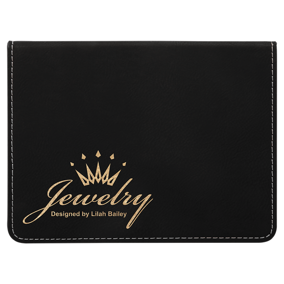 Black/Gold Laserable Leatherette 4-Piece Wine Tool Set