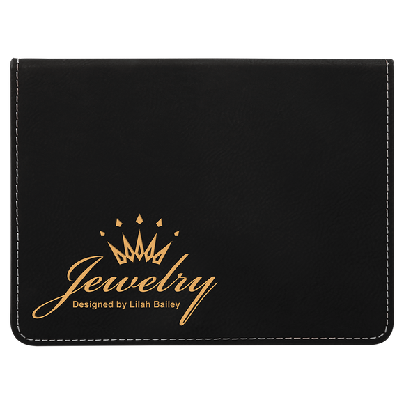 Black/Gold Laserable Leatherette 4-Piece Wine Tool Set