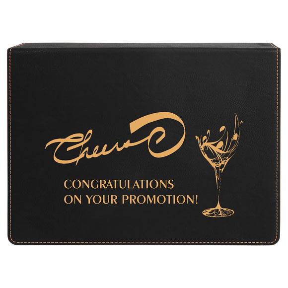 Black/Gold Laserable Leatherette 5-Piece Wine Tool Gift Set