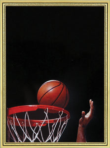 3 7/8" x 5 7/8" Basketball Brass Plated Steel Hi-Def Plaque Plate