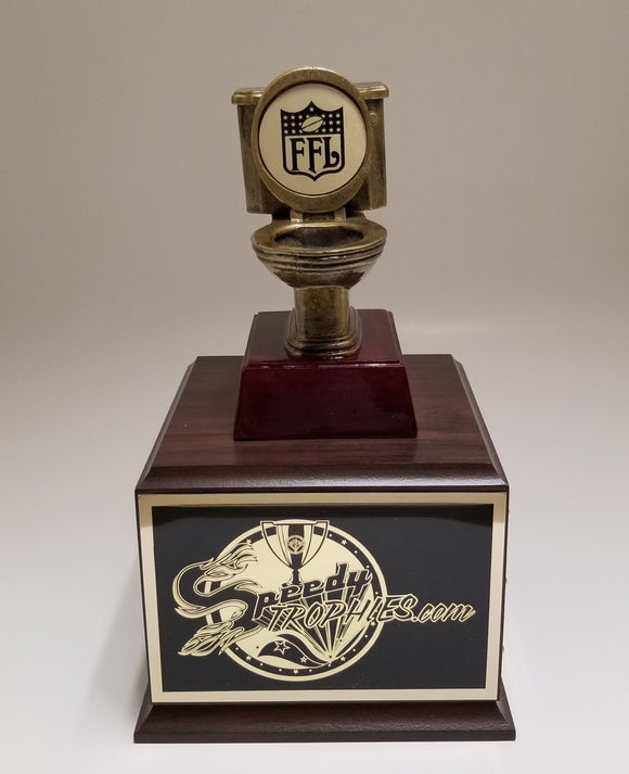 Fantasy Football Trophy 18 Year Toilet Bowl - Free Engraving!